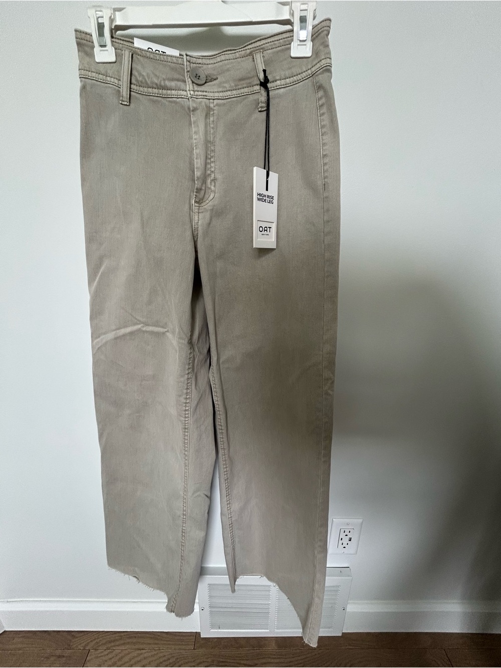 Beige Oat New York high rise wide leg